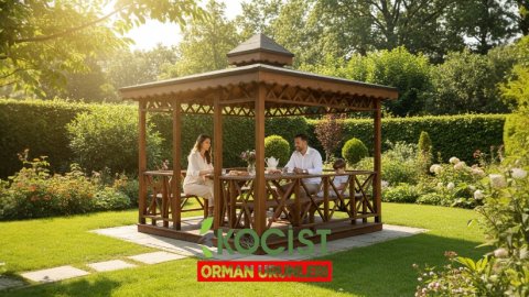 Ahşap Kamelya 350x350 Zeminli Kuşluklu