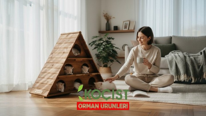 Ahşap Kedi Evi 6Lı Model 1 - Görsel 5